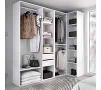 Dmora - Grande Garde-Robe Capenardo, Meubles de Chambre, Penderie de Plain-Pied, Placard à vêtements, 183x85 h205 cm, Blanc et Chêne Clair