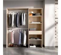 Dmora - Grande Garde-Robe Lhotse, Structure pour Dressing, Cintre Ouvert, 160x40h187 cm, Chêne