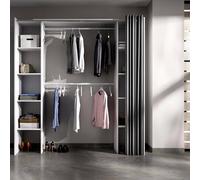 Dmora - Grande Garde-Robe Manaslu, Structure pour Dressing, Cintre Ouvert Extensible, 180x50h205 cm, Blanc et Gris