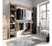 Dmora - Grande Garde-Robe Manaslu, Structure pour Dressing, Cintre Ouvert Extensible, 180x50h205 cm, Chêne et Gris
