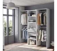 Dmora - Grande Garde-robe Miramar, Structure pour dressing, Armoire ouverte sans portes, 179x50h202 cm, Blanc et Ciment