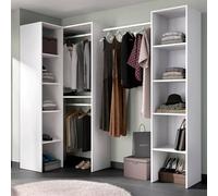 Dmora - Grande Garde-Robe Plose, Structure pour Dressing d'angle, Cintre d'angle Ouvert, 226x79h186 cm, Blanc