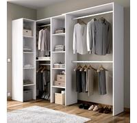 Dmora - Grande Garde-Robe Quadro, Structure pour Dressing d'angle, Cintre d'angle Ouvert, 228x79h187 cm, Blanc