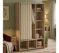 Dmora - Grande Garde-Robe Roselle, Meubles de Chambre, Penderie de Plain-Pied, Placard à vêtements, 105x48 h180 cm, Chêne Clair et Beige