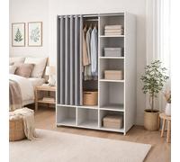 Dmora - Grande Garde-Robe Roselle, Meubles de Chambre, Penderie de Plain-Pied, Placard à vêtements, 105x48 h180 cm, Blanc et Gris
