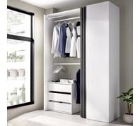 Dmora - Grande Garde-Robe Sciliar, Structure pour Dressing, Cintre Ouvert, 141x52h205 cm, Blanc et Anthracite