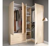 Dmora - Grande Garde-Robe Sillara, Armoire d'angle pour Chambre à Coucher, Armoire d'angle, 174x91h184 cm, Chêne