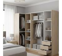 Dmora - Grande Garde-Robe Succiso, Armoire d'angle pour Chambre à Coucher, Armoire d'angle avec 5 Portes battantes, 214x91h184 cm, Chêne