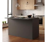 Dmora - Îlot de Cuisine Emmanuel, Armoire Polyvalente, Meuble de kitchenette, Table auxiliaire, 100% Made in Italy, 125x90h90 cm, Anthracite et Ardoise