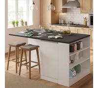 Dmora - Îlot de Cuisine Osvaldo, Armoire Polyvalente, Meuble de kitchenette, Table auxiliaire, 100% Made in Italy, 160x90h90 cm, Blanc Brillant et Ardoise