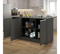 Dmora - Îlot de Cuisine Patrizio, Armoire Polyvalente, Meuble de kitchenette, Table auxiliaire, 100% Made in Italy, 155x90h90 cm, Anthracite et Ardoise