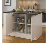 Dmora - Îlot de Cuisine Patrizio, Armoire Polyvalente, Meuble de kitchenette, Table auxiliaire, 100% Made in Italy, 155x90h90 cm, Blanc Brillant et Ardoise