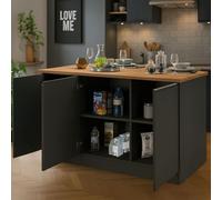 Dmora - Îlot de Cuisine Patrizio, Armoire Polyvalente, Meuble de kitchenette, Table auxiliaire, 100% Made in Italy, 155x90h90 cm, Anthracite et Chêne