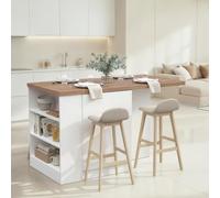 Dmora Îlot de cuisine Razelm 160 x 80 x H 90 cm blanc brillant avec étagère à 2 compartiments, meuble garde-manger une porte, fabriqué en Italie