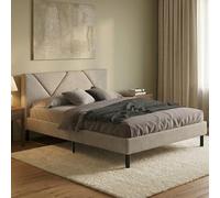 Dmora - Lit Double Calitri, Sommier pour Chambre, Literie par Chambre, Support de Matelas, Adapté à Un Matelas de 140x190 cm, Tourterelle