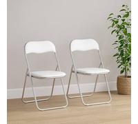 Dmora - Lot de 2 chaises pliante Marbella, Fauteuil gain de place, Chaise invité, Siège de réunion en simili cuir, 43x47h80 cm, Blanc