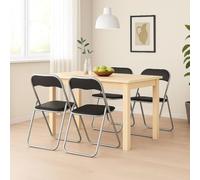 Dmora - Lot de 4 chaises pliante Marbella, Fauteuil gain de place, Chaise invité, Siège de réunion en simili cuir, 43x47h80 cm, Noir