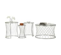 Dmora - Lot de 4 Tables Basses Ibar, Table Basse, Porte-revues pour canapé, Etagère de Salon, 70x70 h55 cm, Argent
