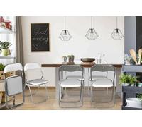 Dmora - Lot de 6 chaises pliante Marbella, Fauteuil gain de place, Chaise invité, Siège de réunion en simili cuir, 43x47h80 cm, Blanc