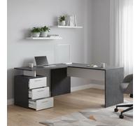 Dmora - Mark Desk, Bureau PC d'angle, Table de bureau polyvalente, Bureau gain de place multi-positions, 100% Made in Italy, 160x60h75 cm, Ardoise et Blanc Brillant