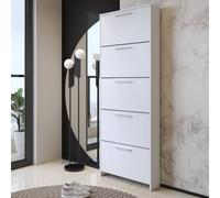 Dmora - Meuble à Chaussures Caspio, Meuble à Chaussures, Armoire d'entrée Polyvalente, Rangement pour Chaussures, 69x17h187 cm, Blanc