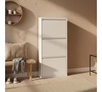 Dmora - Meuble à chaussures Eliseo, Meuble à chaussures en métal, Armoire d'entrée polyvalente, Rangement pour chaussures, 50x15h104 cm, Blanc