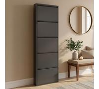Dmora - Meuble à Chaussures Isidro, Meuble à Chaussures en métal, Armoire d'entrée Polyvalente, Rangement pour Chaussures, 50x15h172 cm, Noir