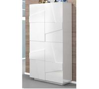 Dmora Meuble à chaussures Orfeo, Armoire polyvalente avec 4 portes battantes, 81x38h167 cm, Blanc brillant