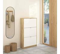 Dmora - Meuble à Chaussures Paris, Meuble à Chaussures, Armoire d'entrée Polyvalente, Rangement pour Chaussures, 70x24 h124 cm, Chêne et Blanc