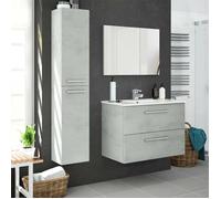 Dmora - Meuble colonne Alexandrie, 30x25h150 cm, ciment, Panneau effet bois et PVC