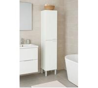 Dmora - Meuble colonne Hollywood, 30x25h182 cm, Blanc brillant, Panneau effet bois