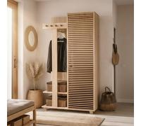 Dmora Meuble d'entrée Azhaf, entrée Cintre, Composition pour Hall, Console de Rangement multifonctionnelle, 90 x 36 x 194 cm, chêne, Panneau mélaminé 18 mm, Bois Massif