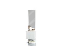 Dmora - Meuble d'entrée Vitale, Armoire multifonctionnelle avec Miroir, Étagère à Chaussures avec 1 Porte, 45x35h190 cm, Blanc