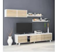 Dmora - Meuble haut Anguria 200x41xh50 cm Blanc Chêne Panneau effet bois