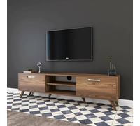 Dmora Meuble Porte Aldh, Buffet de Salon, Armoire Basse pour TV, Base Murale équipée, 180 x 35 h49 cm, Noyer