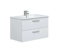 Dmora - Meuble sous lavabo Dartford, Armoire de Toilette, Récipient pour lavabo, Meuble d'évier, 80x45 h50 cm, Blanc Brillant