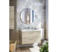 Dmora - Meuble sous lavabo Dartford, Armoire de Toilette, Récipient pour lavabo, Meuble d'évier, 80x45 h50 cm, Chêne Clair