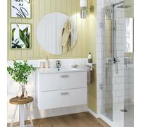 Dmora - Meuble sous lavabo Denison, Armoire de Toilette, Récipient pour lavabo, Meuble d'évier, 70x45 h50 cm, Blanc Brillant