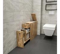 Dmora - Meuble sous lavabo Galene, Armoire de Toilette, Récipient pour lavabo, Meuble d'évier, 20x60h55 cm, Chêne