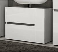Dmora - Meuble sous lavabo Luanda, Armoire de Toilette, Récipient pour lavabo, Meuble d'évier, Made in Italy, Blanc Brillant, 83x34h62 cm