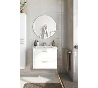 Dmora - Meuble sous lavabo Maltby, Armoire de Toilette, Récipient pour lavabo, Meuble d'évier, 60x45 h50 cm, Blanc Brillant