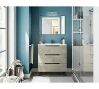 Dmora - Meuble sous lavabo Ona, Armoire de Toilette, Récipient pour lavabo, Meuble d'évier, 80x45 h86 cm, Anthracite et Chêne Clair