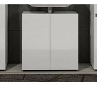 Dmora - Meuble sous lavabo Orkney, Armoire de toilette, Récipient pour lavabo, Meuble d'évier, Made in Italy, Blanc brillant, 60x34h62 cm