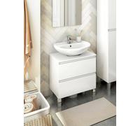 Dmora - Meuble sous lavabo Toutle, Armoire de Toilette, Récipient pour lavabo, Meuble d'évier, 60x40 h64 cm, Blanc Brillant