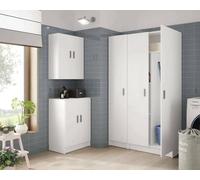 Dmora - Meuble suspendu Detroit, Armoire auxiliaire à 2 portes, armoire multi-usages pour salle de bain ou buanderie, 59x27h60 cm, Blanc