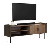 Dmora - Meuble TV Berlingo, Buffet de Salon, Armoire Basse pour TV, Base Murale de Rangement, 150x42 h58 cm, Gris et Marron