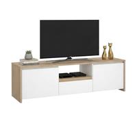 Dmora - Meuble TV Catherine, Buffet de Salon, Armoire Basse pour TV, Base Murale de Rangement, 179x48 h52 cm, Chêne Clair et Blanc