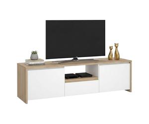 Dmora - Meuble TV Catherine, Buffet de Salon, Armoire Basse pour TV, Base Murale de Rangement, 179x48 h52 cm, Chêne Clair et Blanc