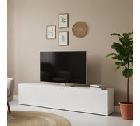 Dmora Meuble TV de salon, Made in Italy, Meuble TV avec 1 abattant, 180x30h40 cm, coloris blanc brillant