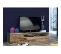 Dmora Meuble TV de salon, Made in Italy, Meuble TV de salon 2 portes, 150x40h37 cm, couleur Gris Ardoise et Érable